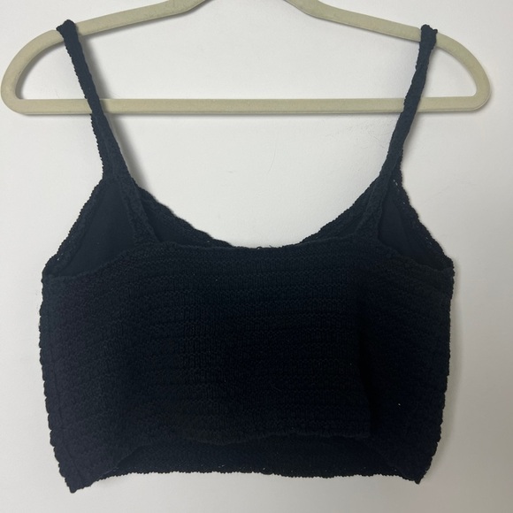 Aerie Black Summer Nights Textured Cropped Tank Top Bohemian Beachy Size S - Picture 5 of 8